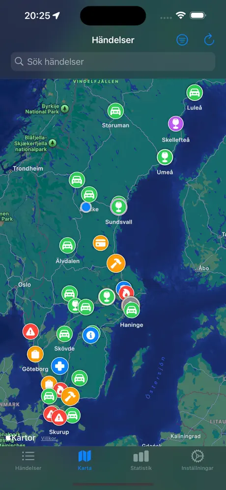Blåljus Premium — händelsedetalj med karta och AI-Jurist
